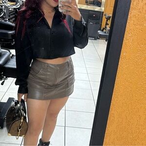 Zara Brown Leather Shorts